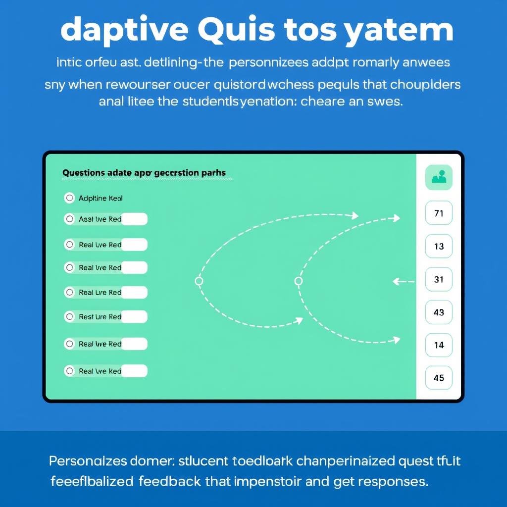 Adaptive quiz system showing personalized question paths, highlighting adaptive assessment for online quiz effectiveness in e-learning