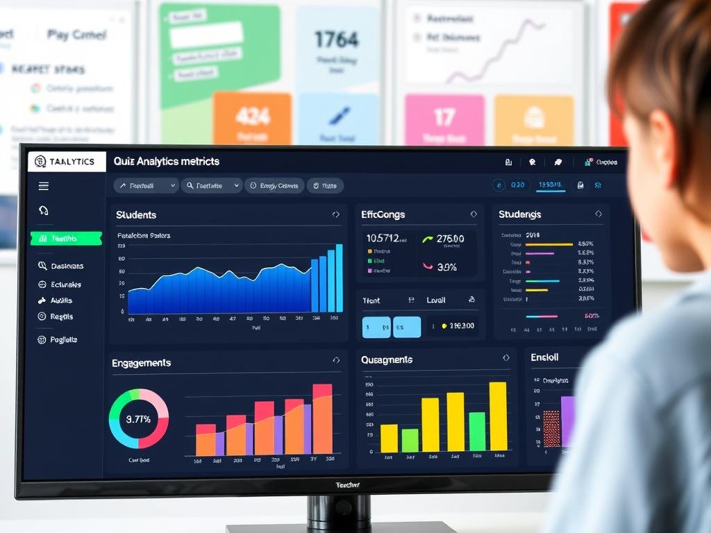 Dashboard showing quiz analytics and effectiveness metrics, demonstrating online quiz effectiveness in e-learning