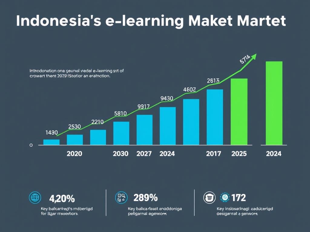 Grafik pertumbuhan pasar platform edukasi daring di Indonesia dari 2020-2024